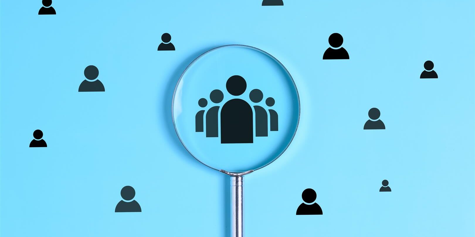 magnifying glass showing team of people pictogram 2026 03 25 10 18 50 utc